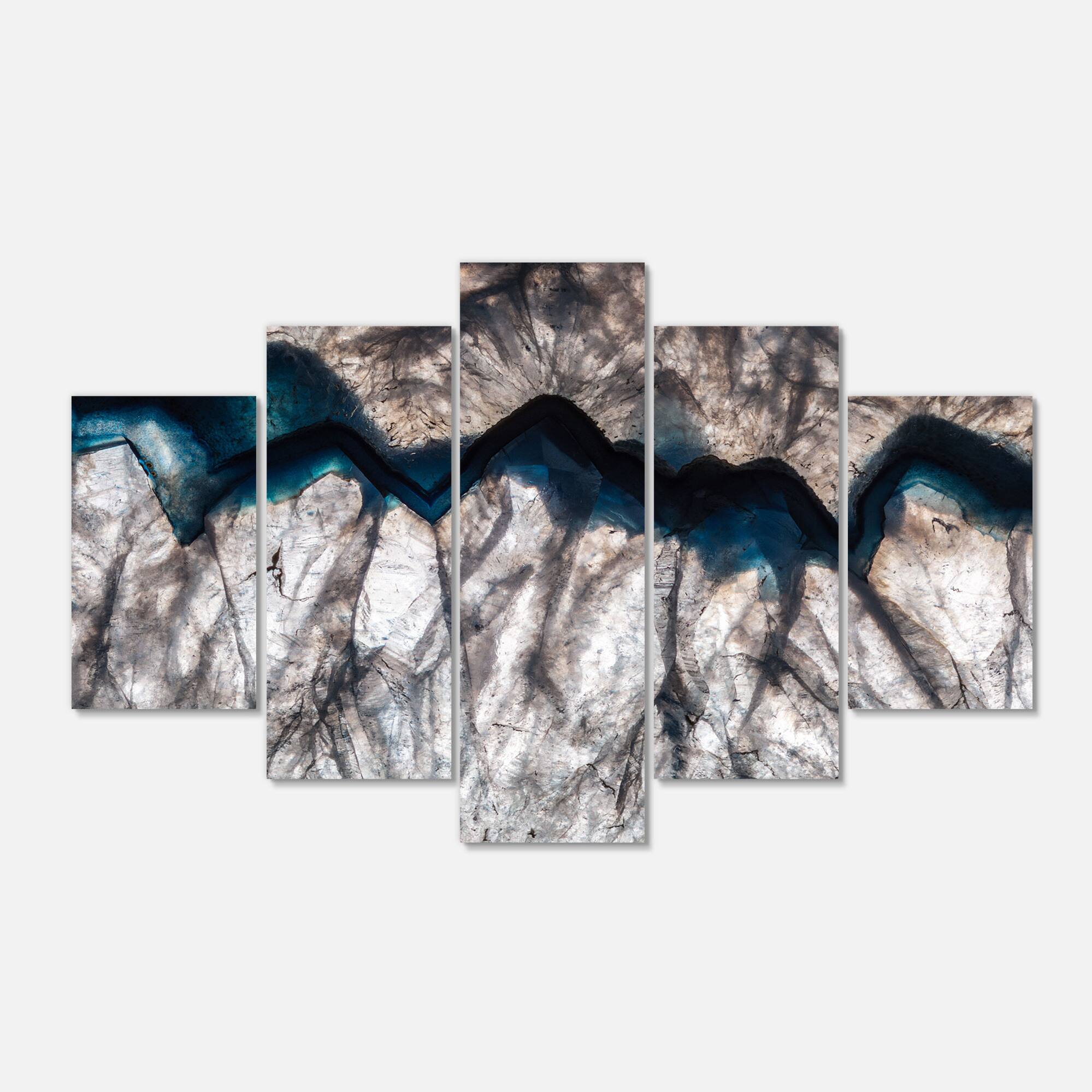 Designart - Backlit Mineral Macro - Blue - Abstract Canvas Wall Art Print